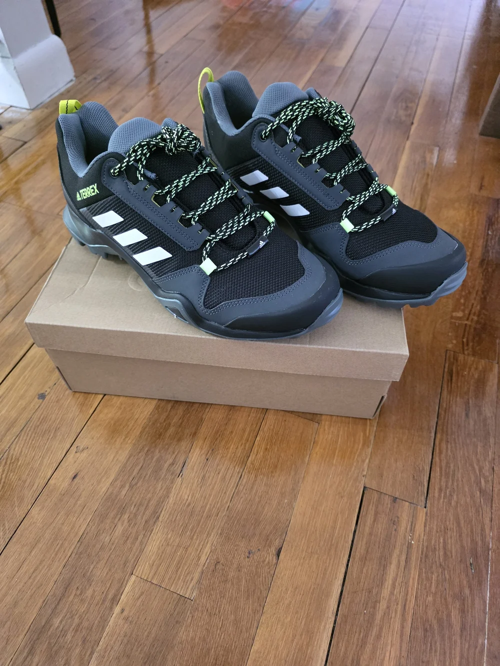 Adidas Terrex AX3 Hiking Shoes | Black Acid Yellow | Mens 10